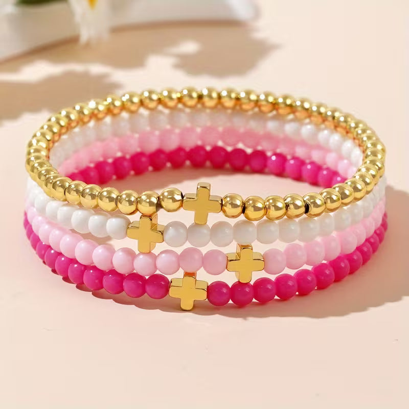 Pink Cross Bracelet Sets
