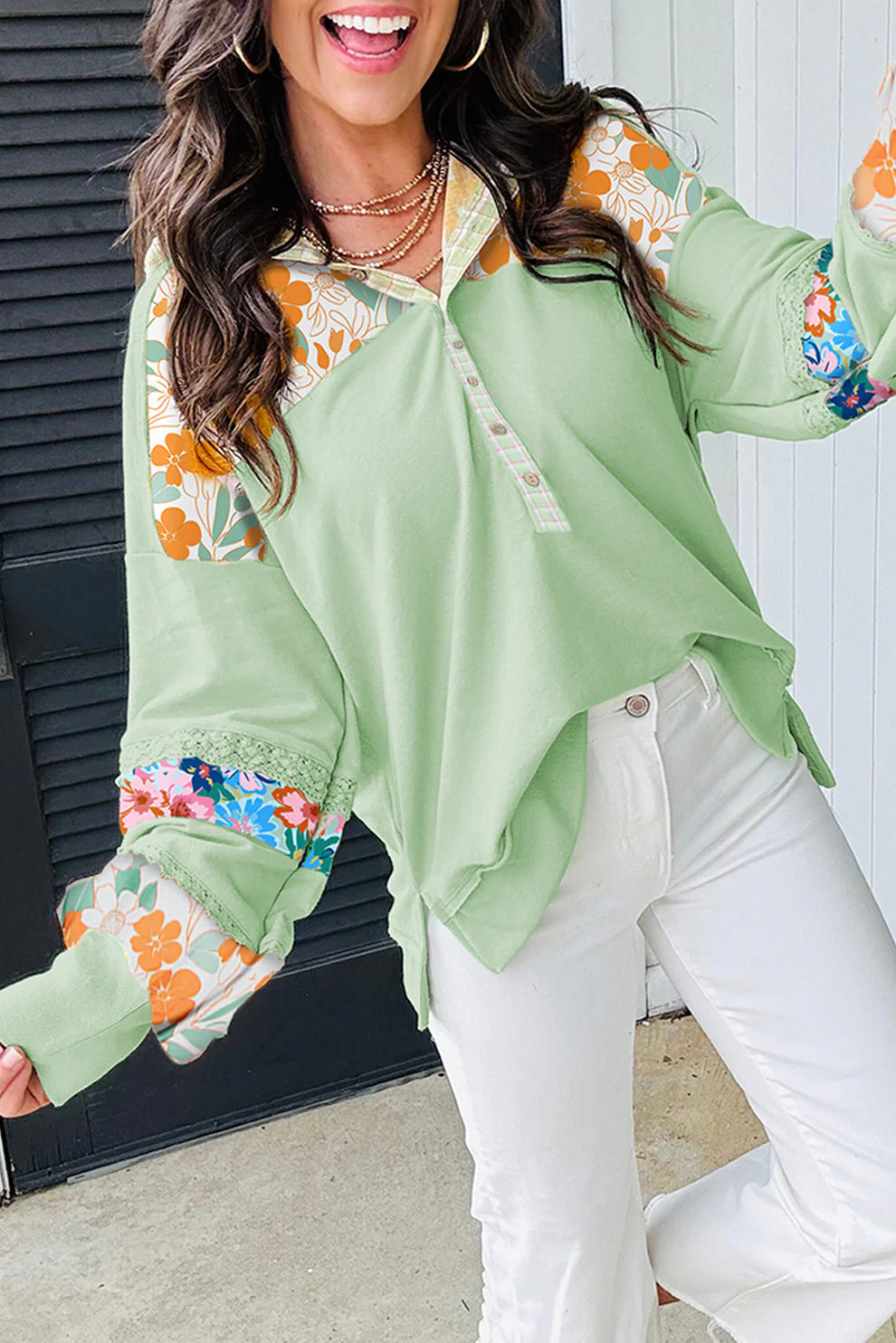 *Lace Floral Pullover*