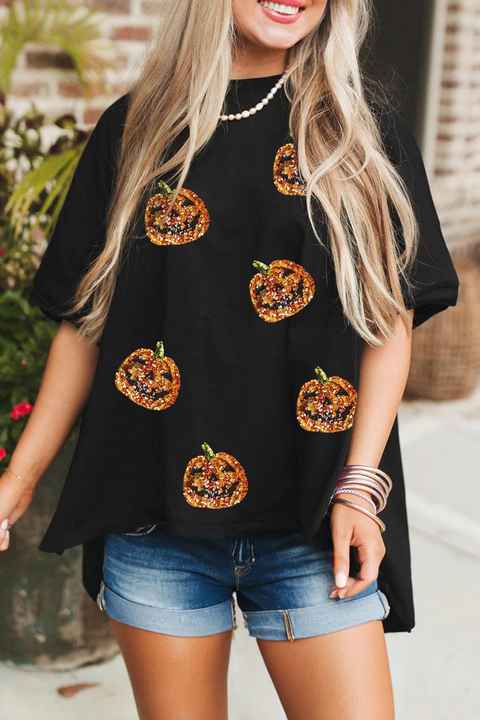 Sequin Pumpkin Tee