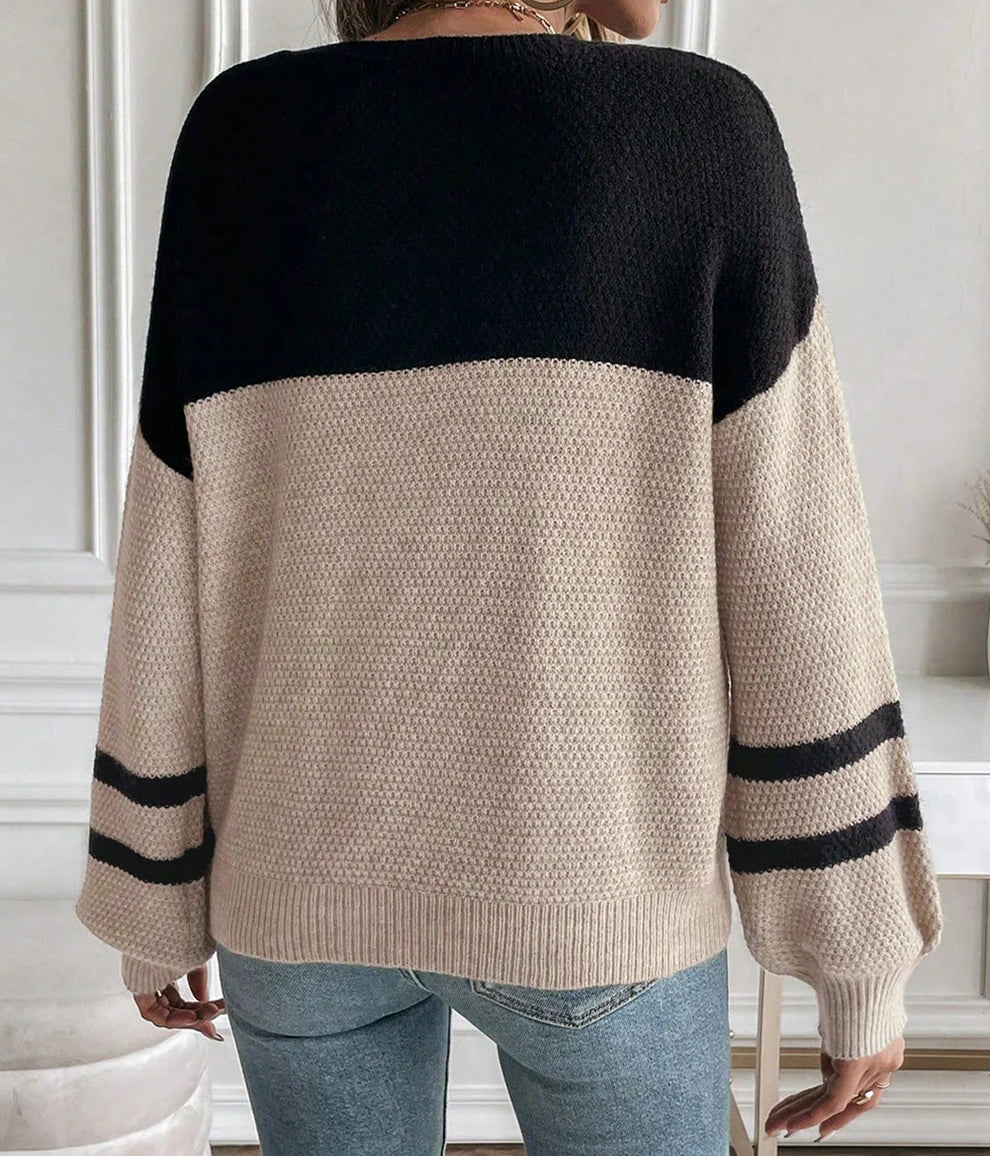 *Colorblock Knit Striped Sweater*