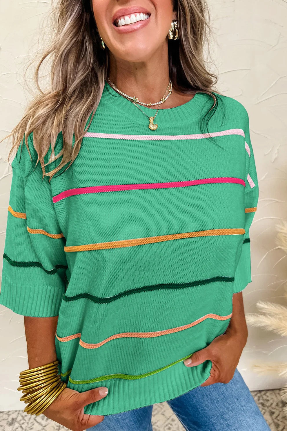 *Queen of Green Striped Top*