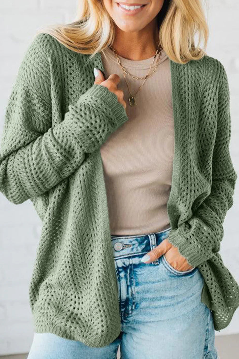 *Green Scalloped Edge Cardigan*