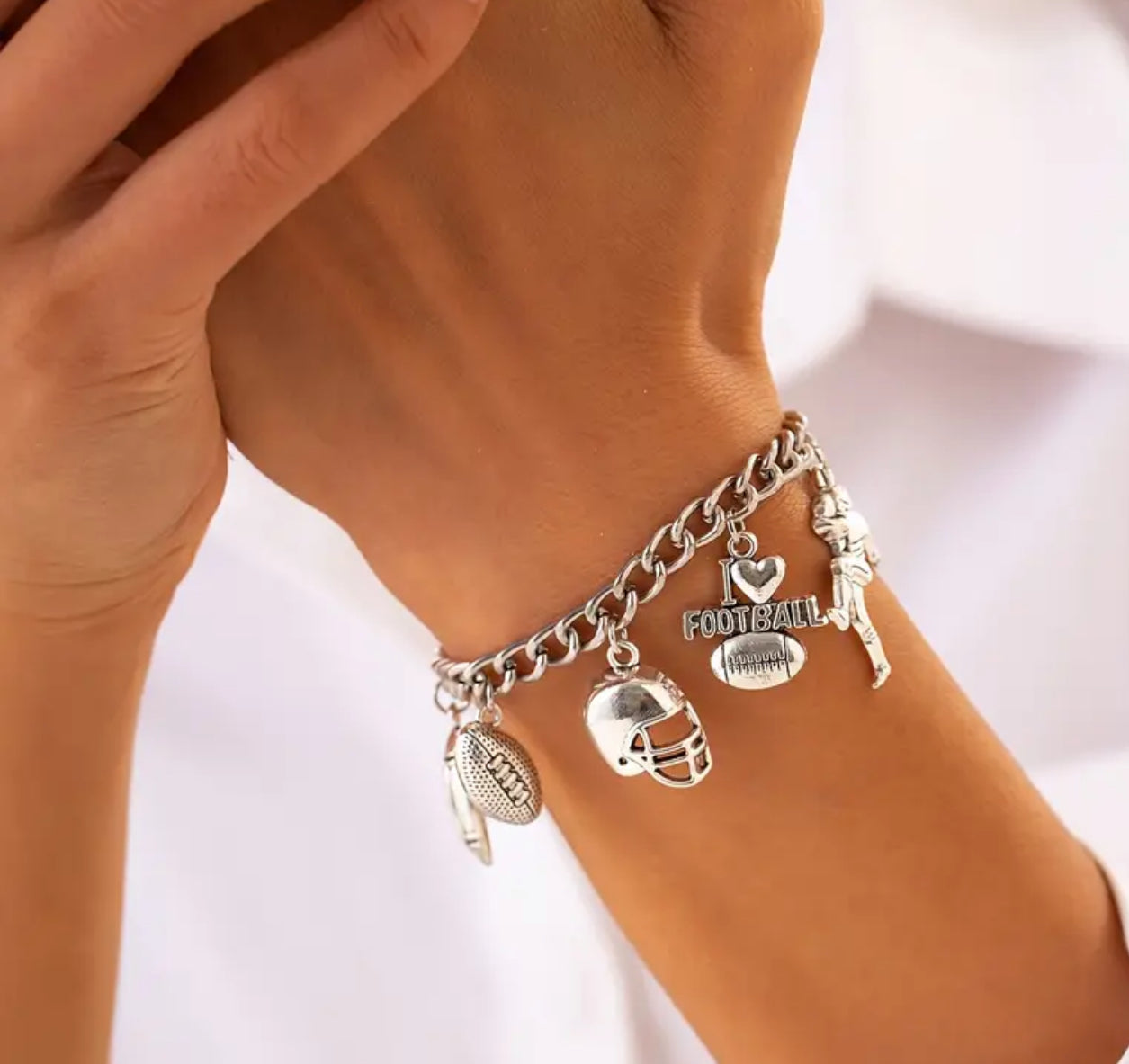 Silver Football Charm Bracelets