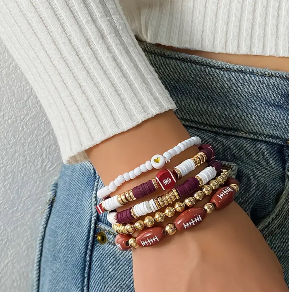 Beaded Football Bracelets