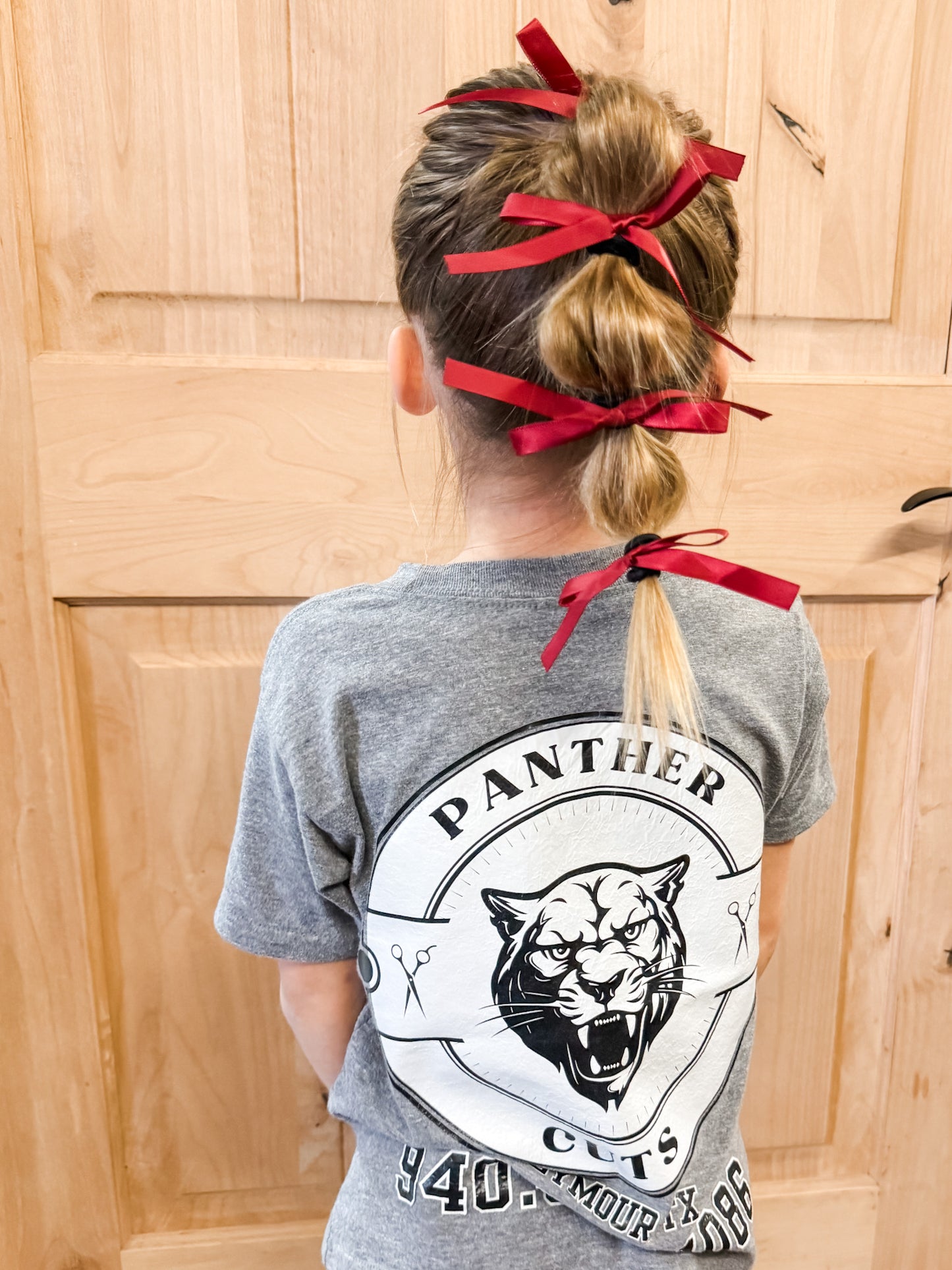 Maroon Ribbon Pony Tail Set