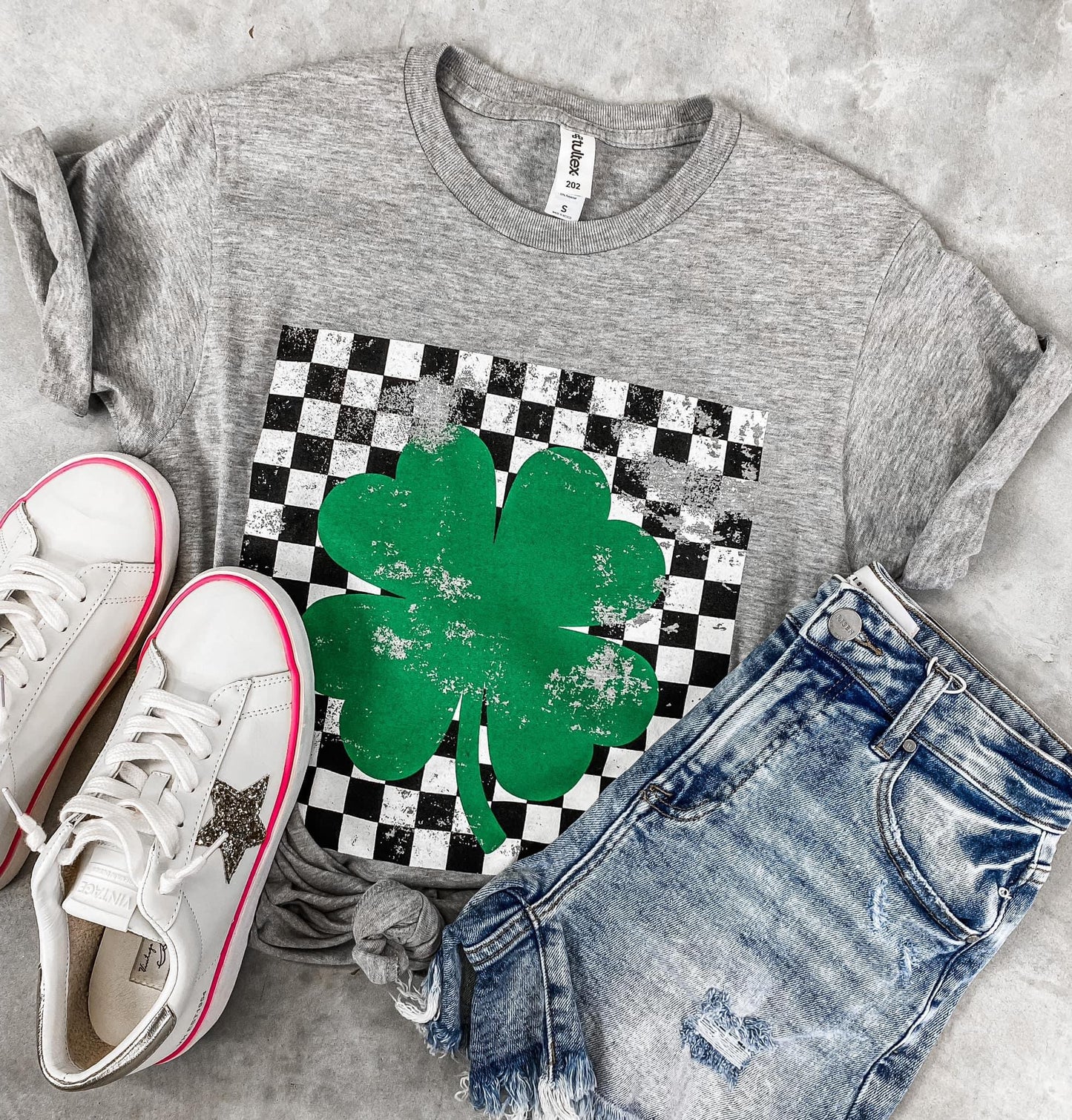 Checkered Shamrock Tee