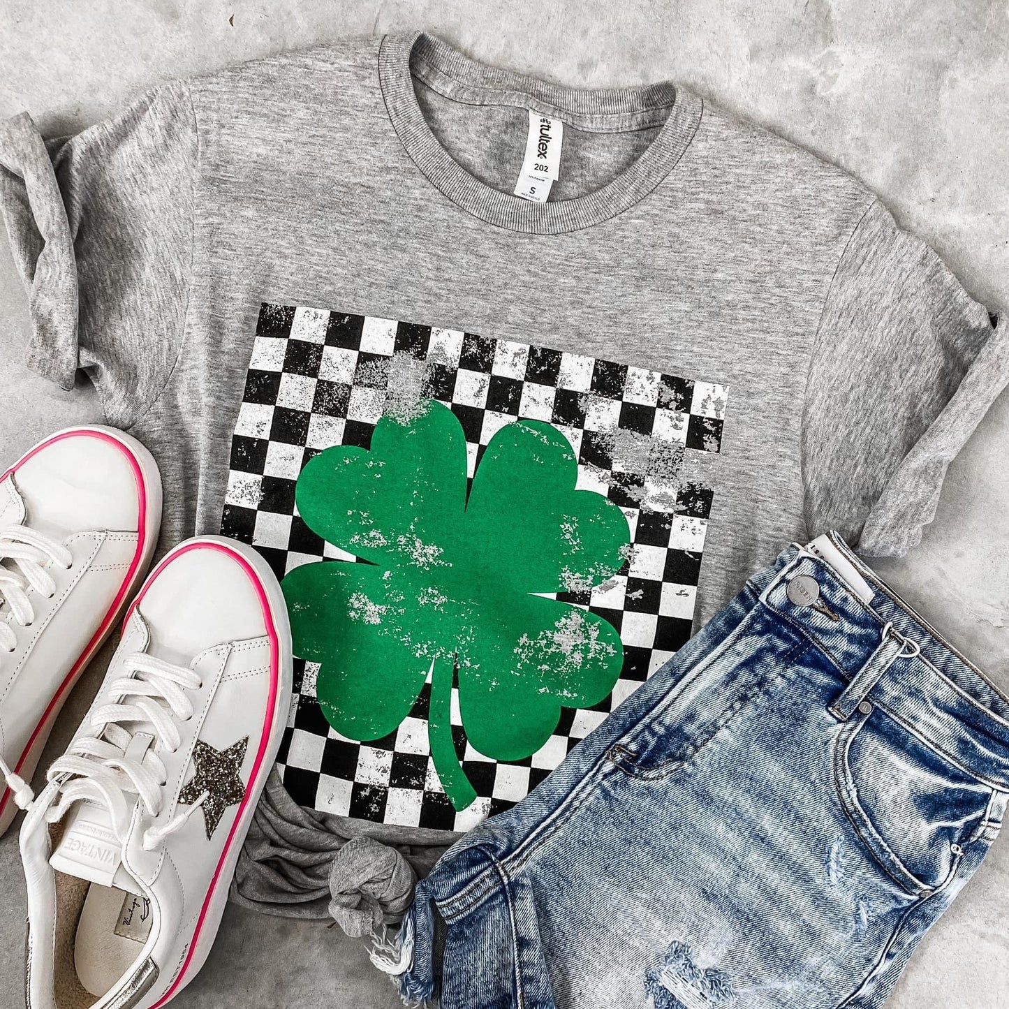 Youth Checkered Shamrock Tee