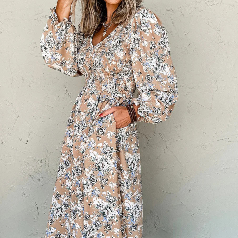 *Brown Floral Maxi Dress*