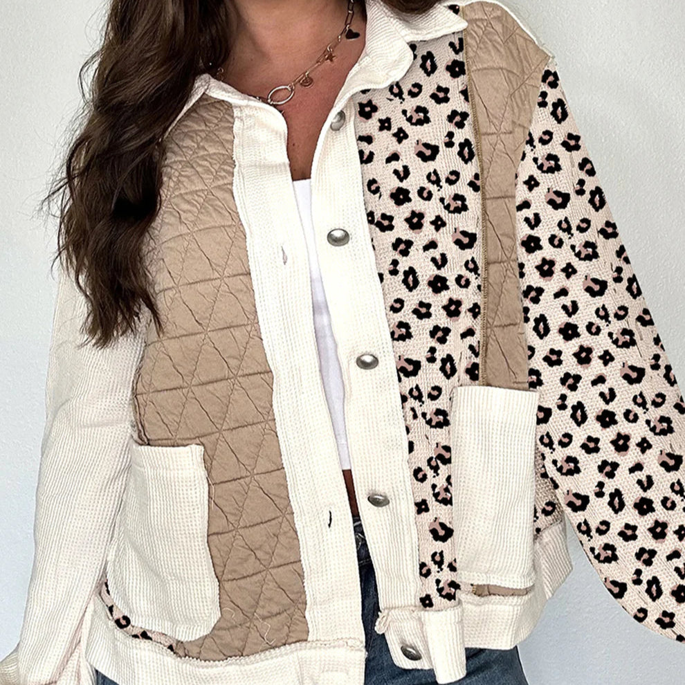*Leopard Waffle Knit Jacket*