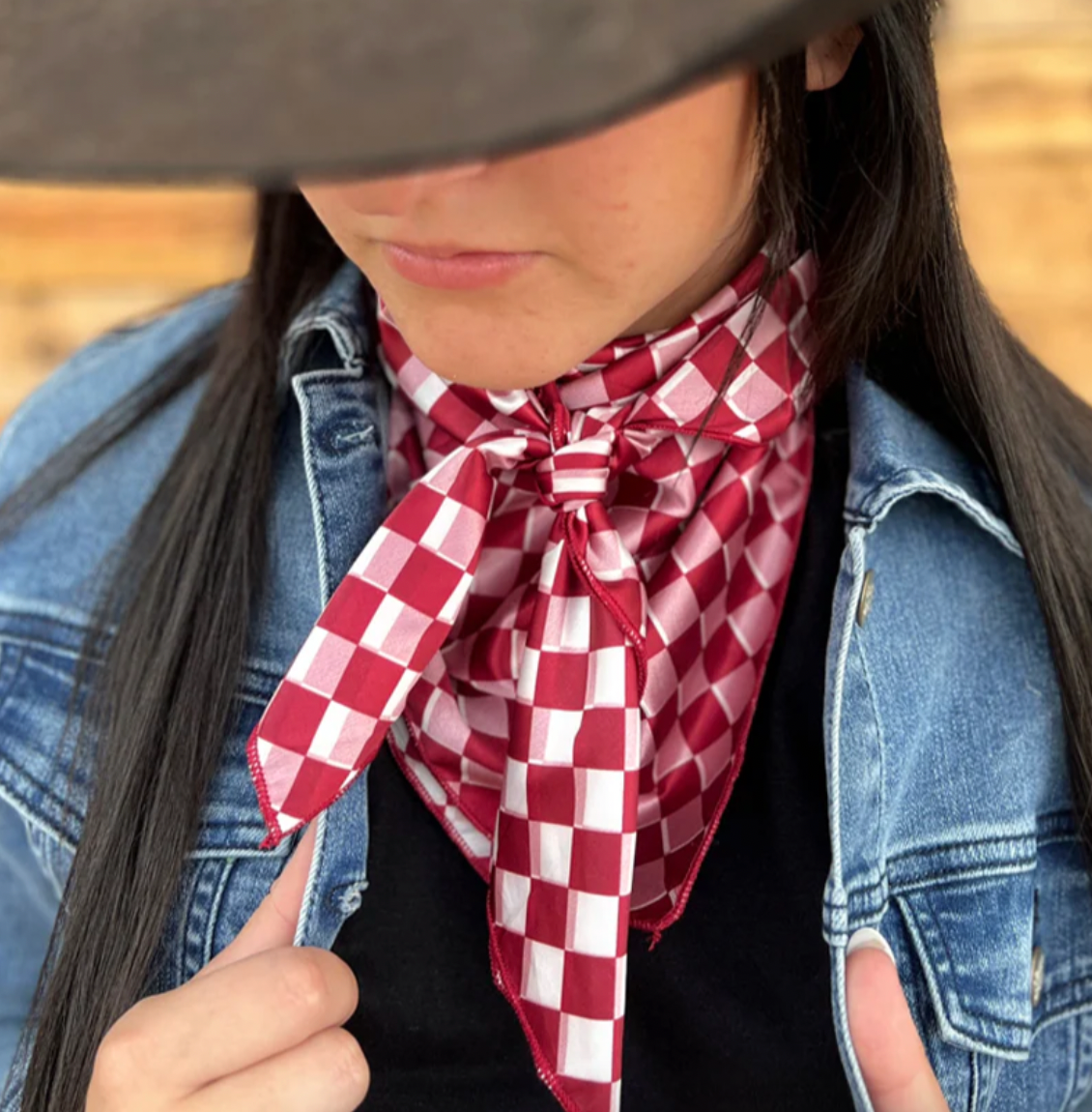 *Maroon & White Checked Bandana/Wild Rag*