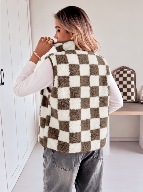 *Checked Sherpa Vest*