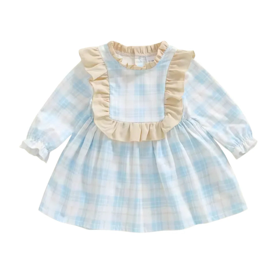 *Blue Plaid Ruffle Dress*