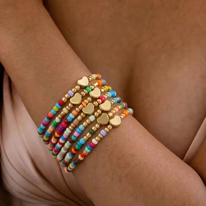 Beaded Hearts Bracelet Set