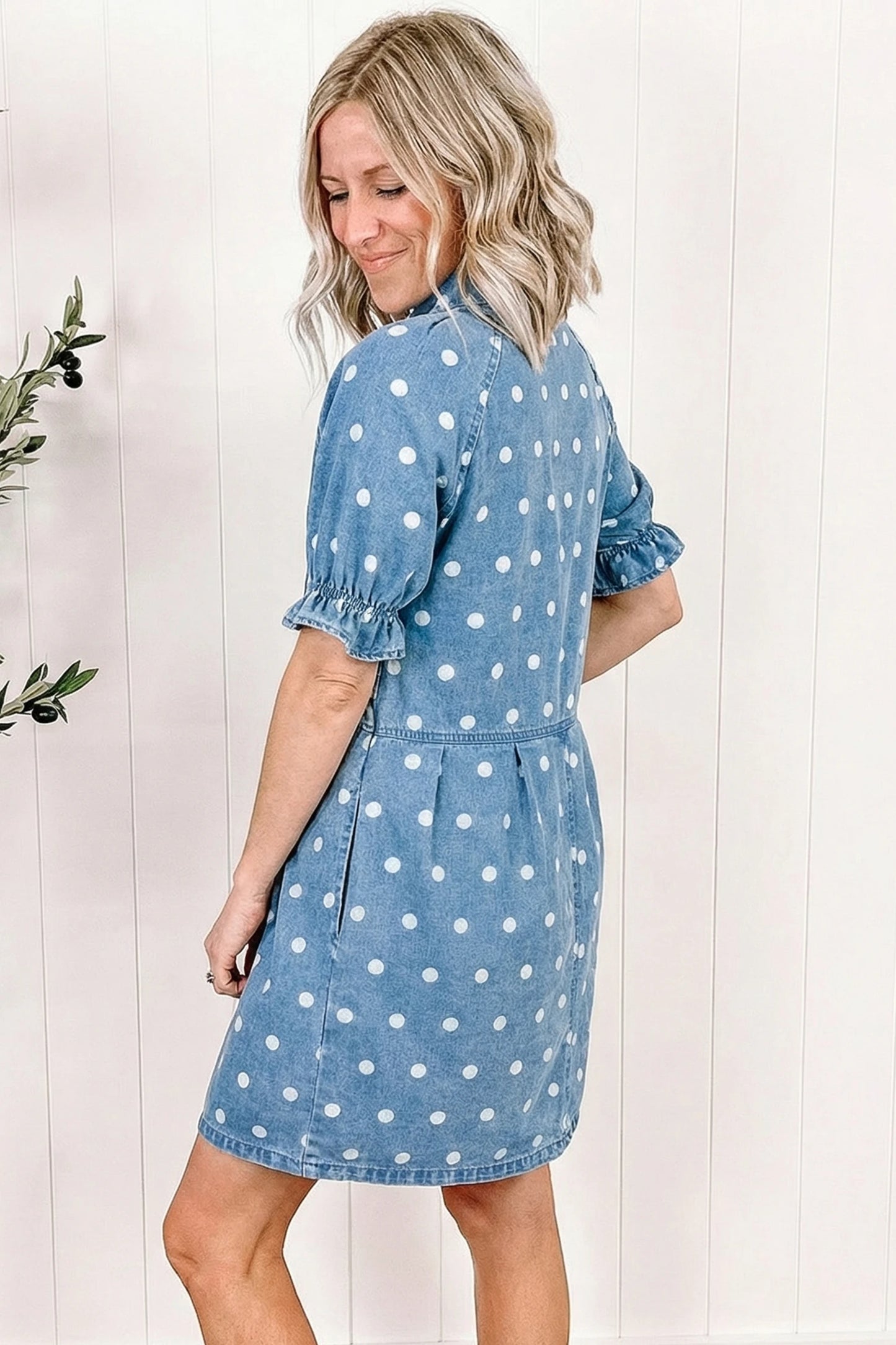 *Denim Polka Dot Dress*