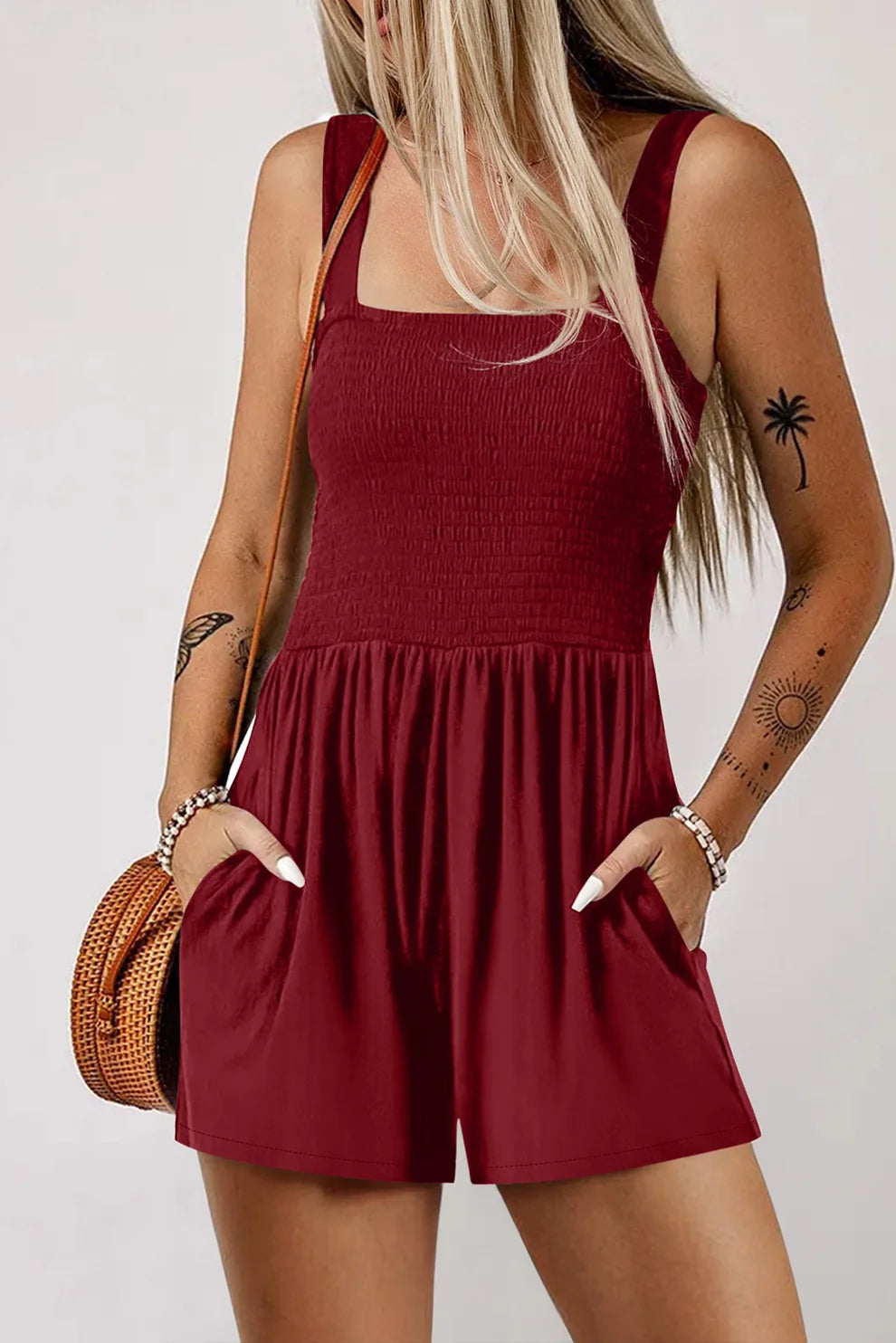 *Maroon Smocked Romper*