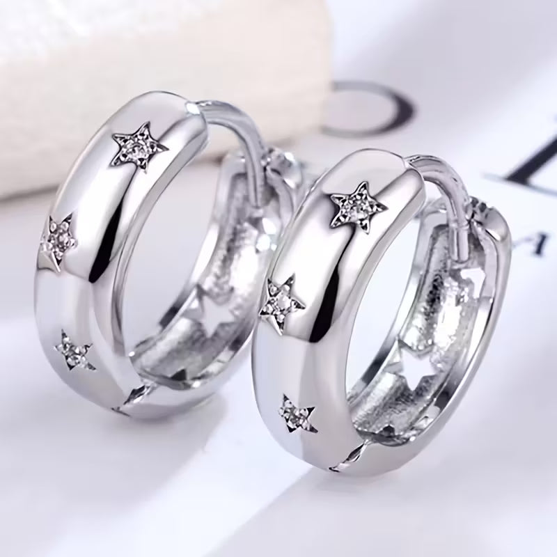 Rhinestone Star Huggie Hoops