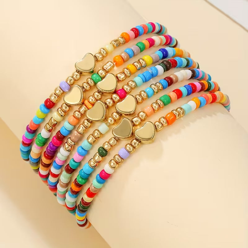 Beaded Hearts Bracelet Set
