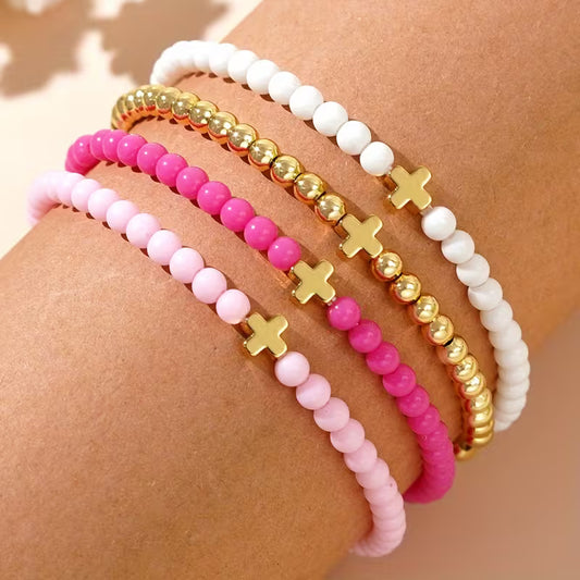 Pink Cross Bracelet Sets