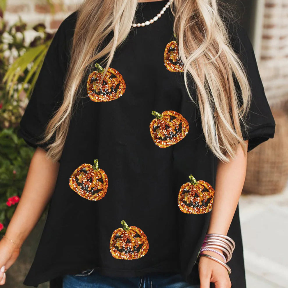 Sequin Pumpkin Tee