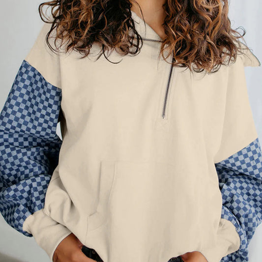 *Checked Sleeve Hoodie*