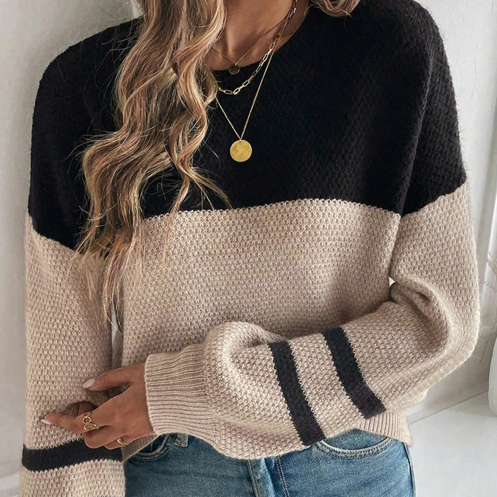 *Colorblock Knit Striped Sweater*