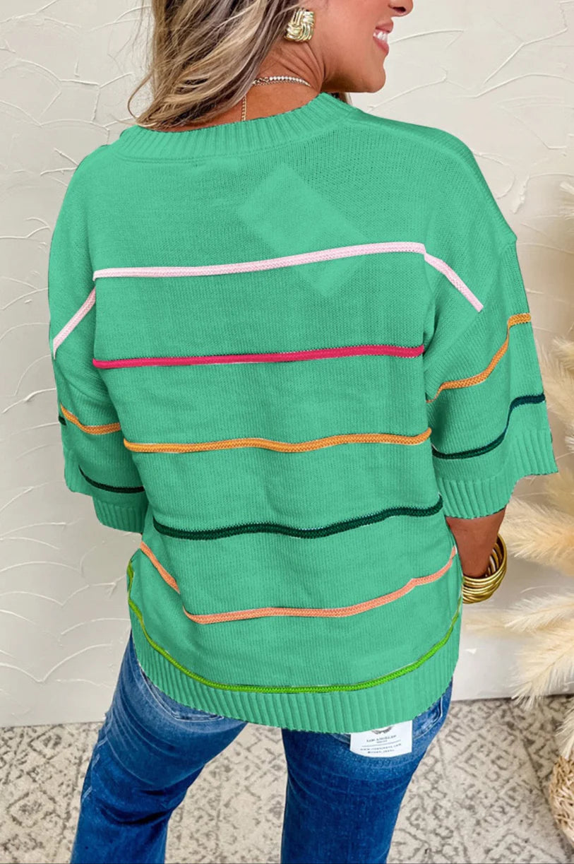 *Queen of Green Striped Top*