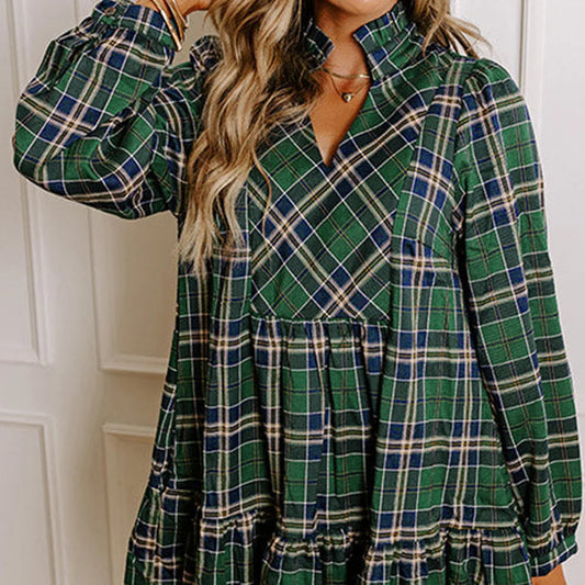 *Green Plaid Frilly Dress*