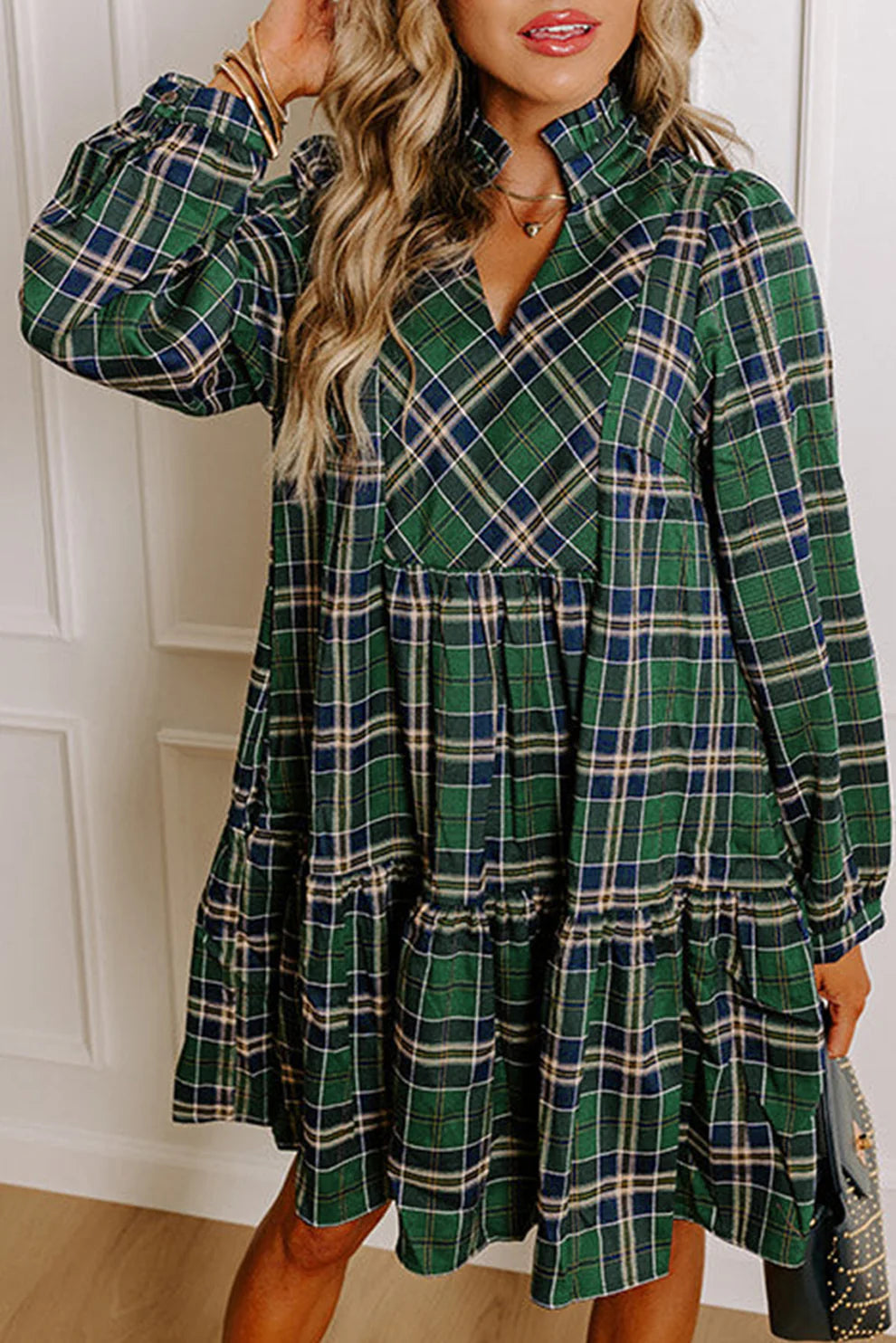*Green Plaid Frilly Dress*