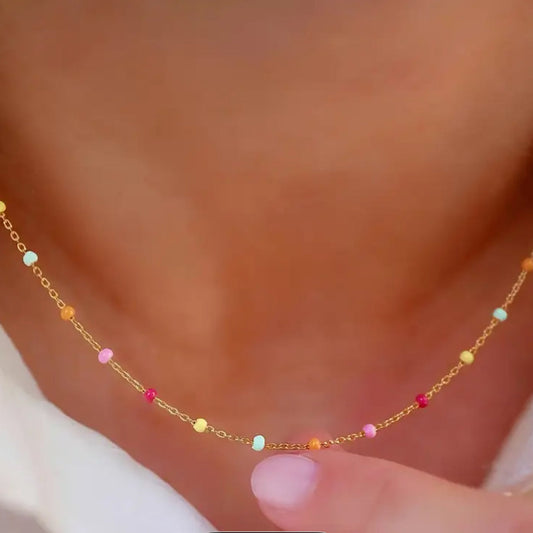 Colorful Beaded Gold Necklaces