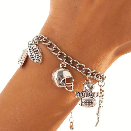 Silver Football Charm Bracelets