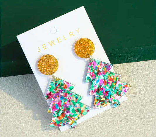 Glitter Tree Earrings