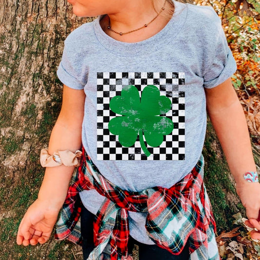 Youth Checkered Shamrock Tee