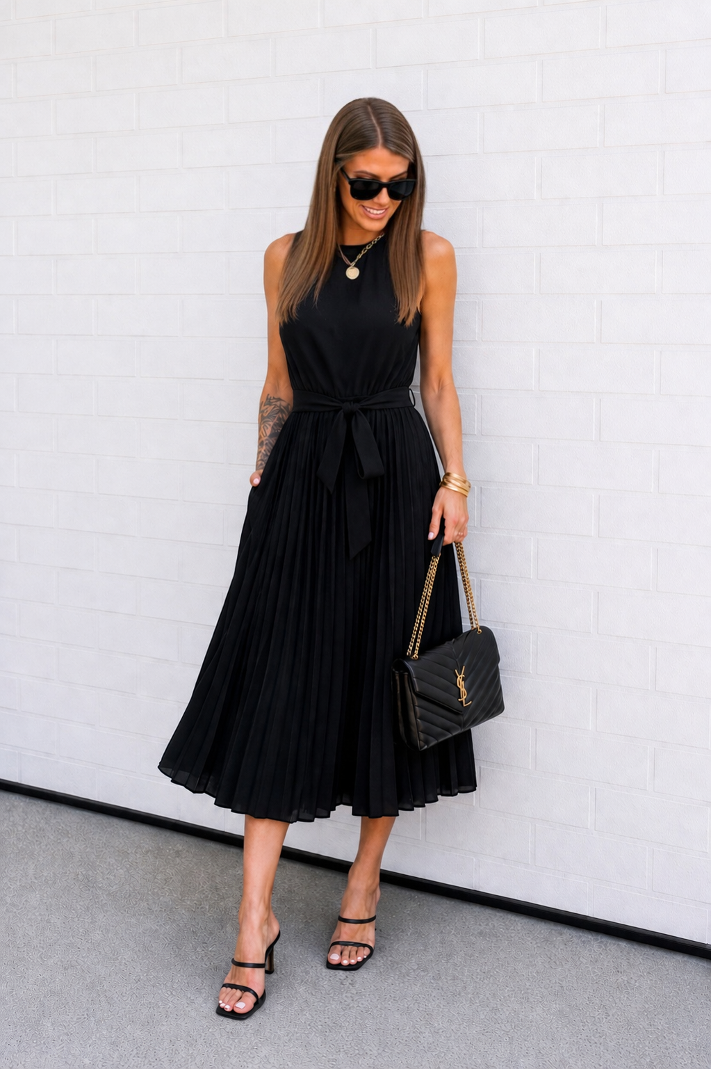 Elle Pleated Midi Dress