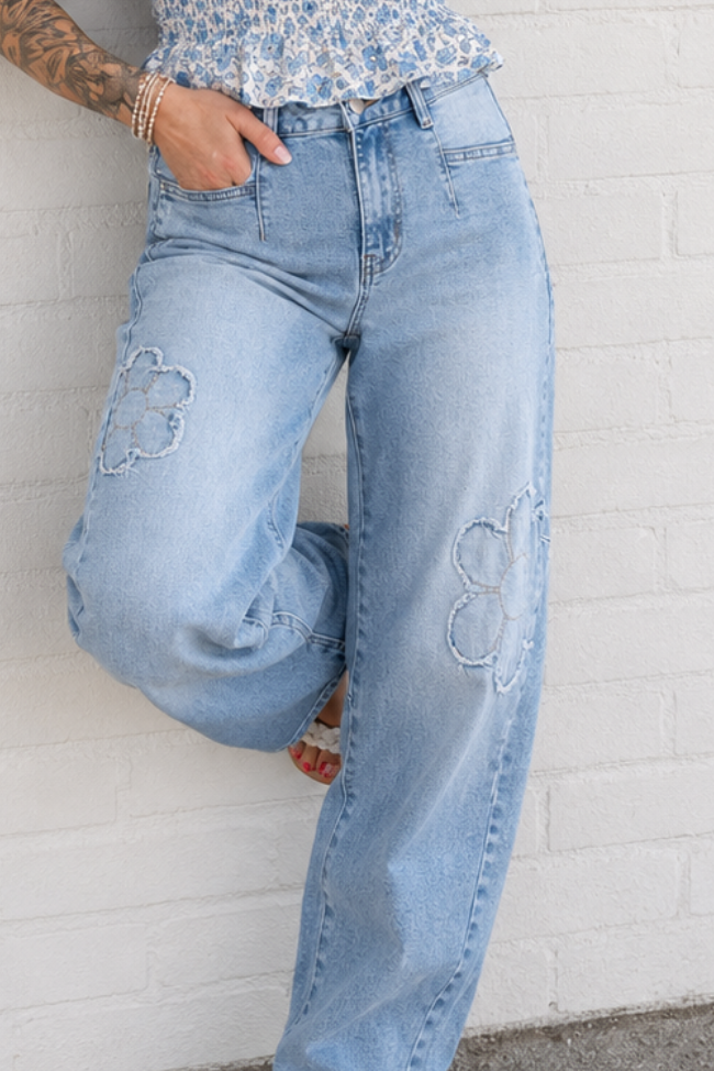 Flower Market Barrel Jeans