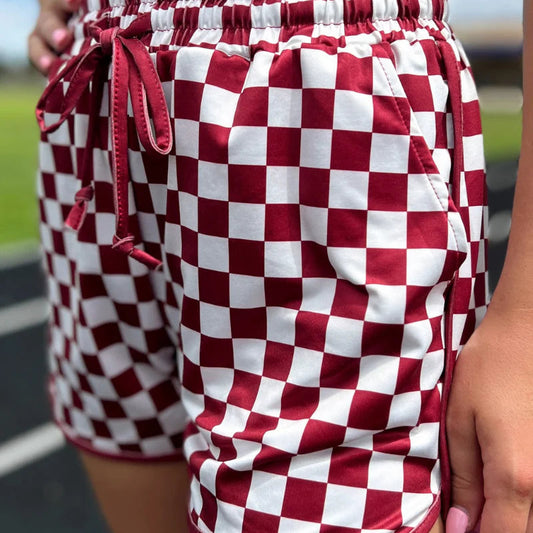 *Maroon & White Checked Shorts*