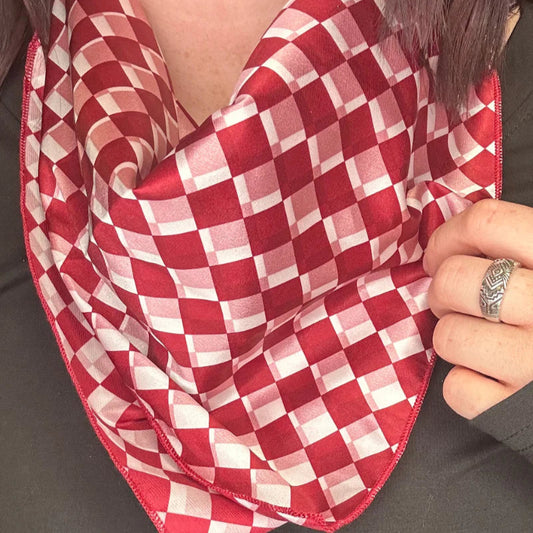 *Maroon & White Checked Bandana/Wild Rag*