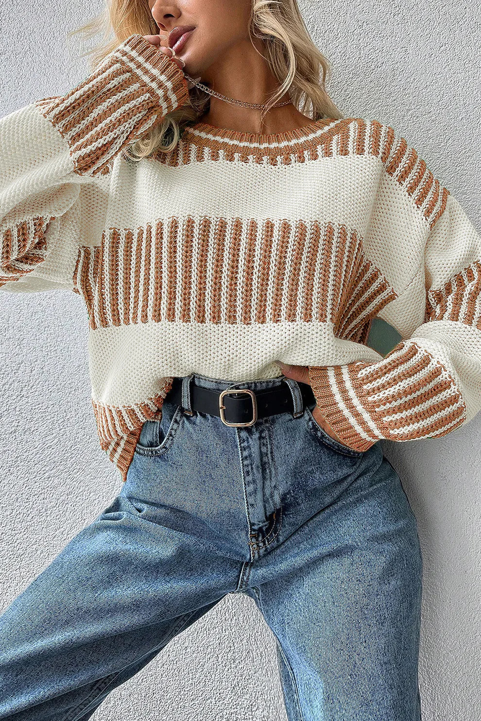 *Khaki Two Toned Sweater*