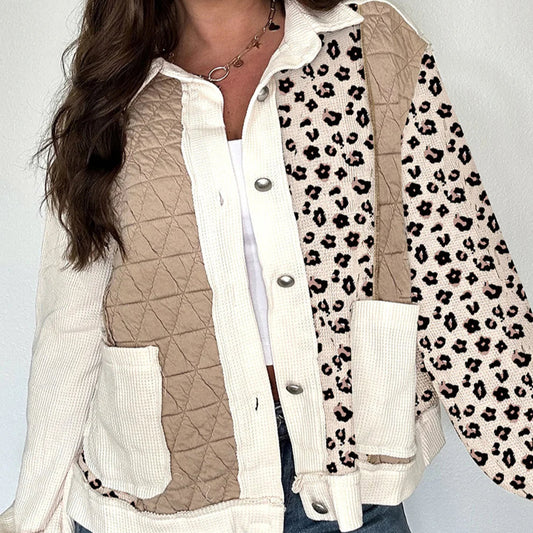 *Leopard Waffle Knit Jacket*