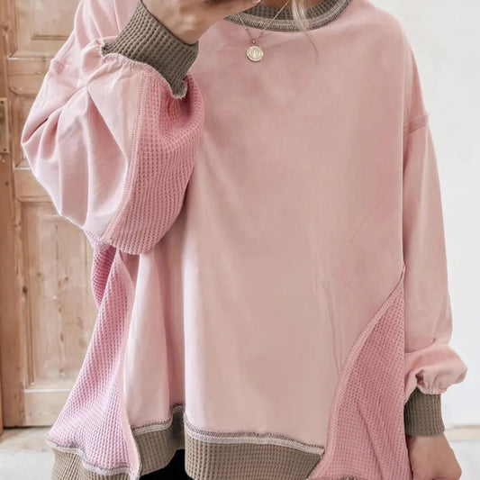 *Light Pink Colorblock Oversized Top*