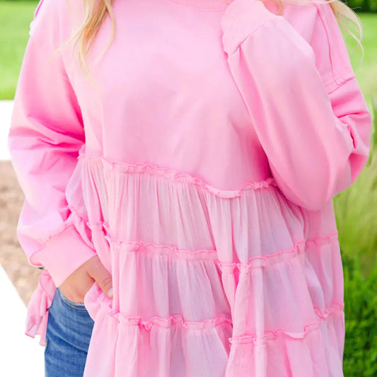 *Pink Bow Knot Plus Top*