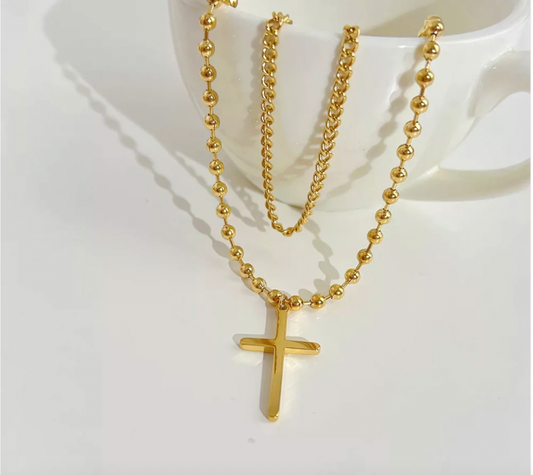 Dainty Layered Cross Necklace