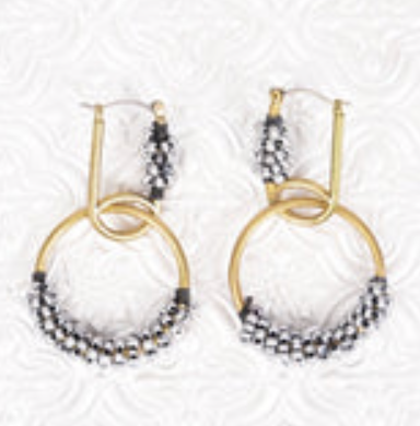 Goldtone Link Hoop Earrings