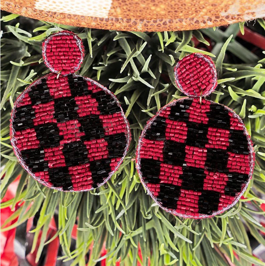 Chloe Checkerboard Beaded Earrings