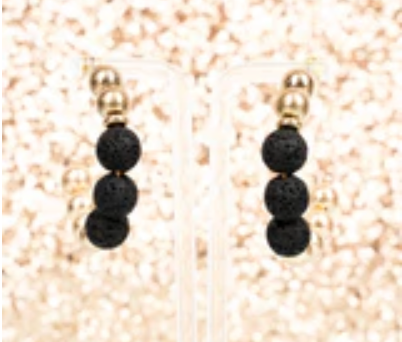 Aurora Black Goldtone Earrings