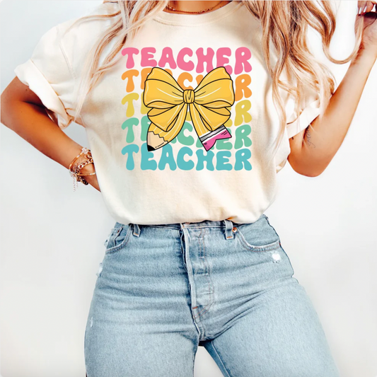 *Pencil Bow Teacher Tee - Pre Order*