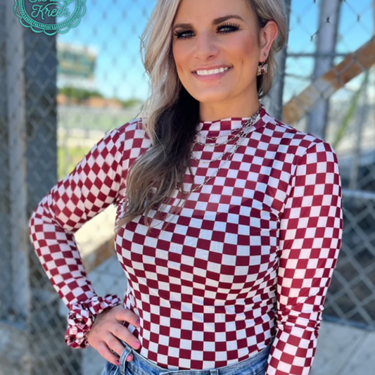*Maroon & White Checked Mesh*