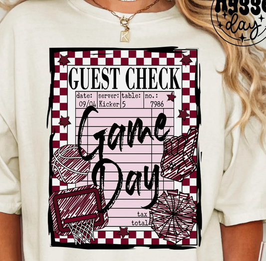 *Game Day Guest Check*