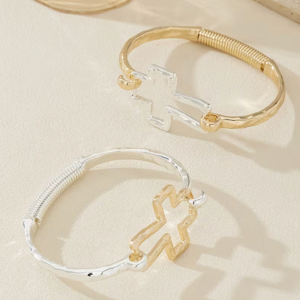 Silver & Gold Cross Cuffs