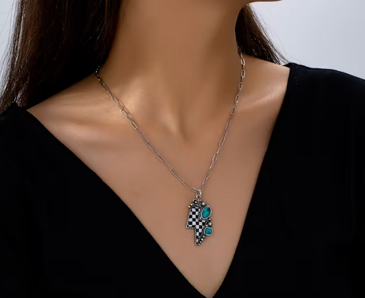Checkered Western Bolt Necklace