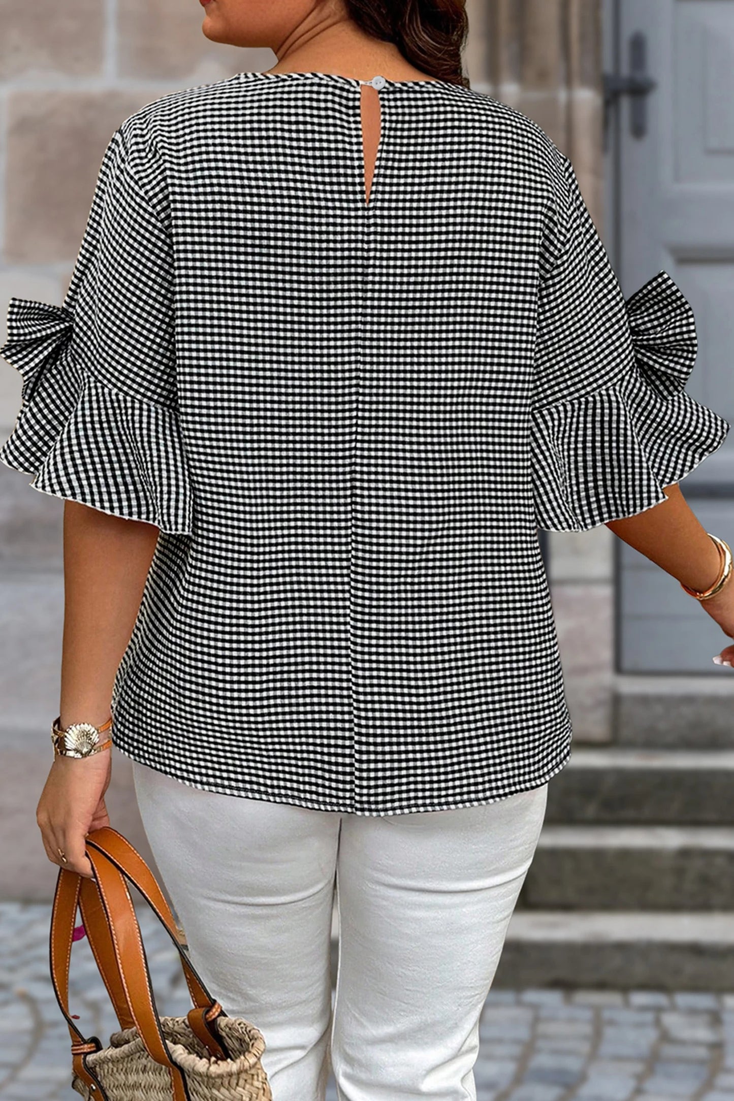 *B&W Plaid Plus Top*